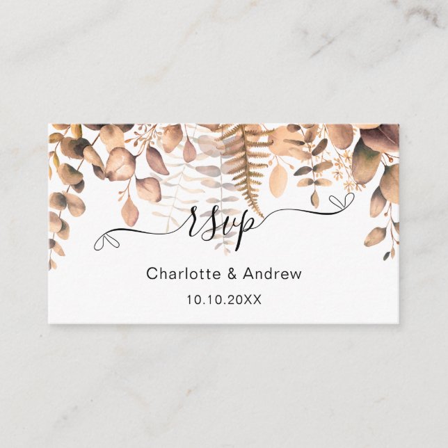 Eucalyptus golden wedding website RSVP QR code Enclosure Card (Front)