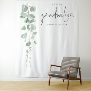 Eucalyptus Grad Name Graduation Photo Background Tapestry