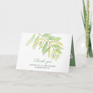 Eucalyptus green art wedding thank you  card