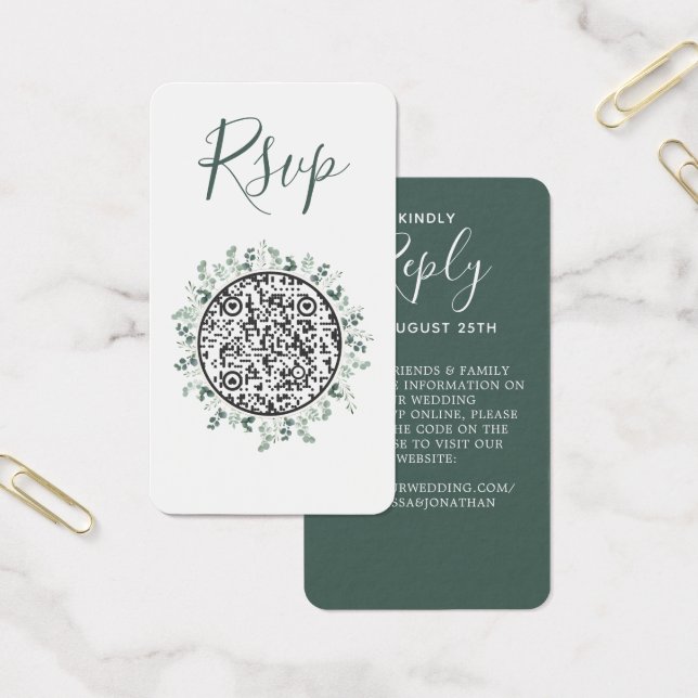 Eucalyptus Green B Site Mariage QR Code RSVP (Bureau)