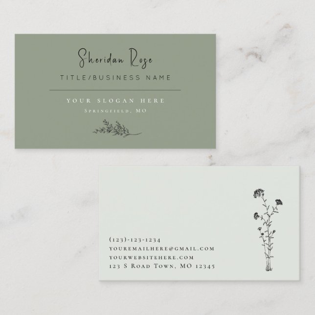 Eucalyptus Green Botanical Sprig Business Card (Front/Back)