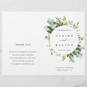 Eucalyptus Green Foliage Mariage programme de céré