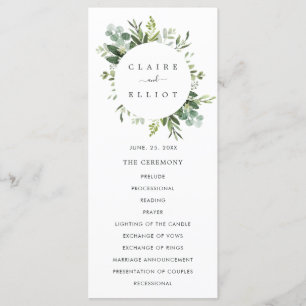 Eucalyptus Green Foliage Mariage programme de céré