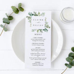 Eucalyptus Green Foliage Menu Card
