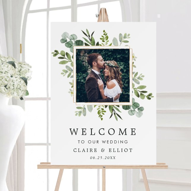 Eucalyptus Green Foliage Photo Wedding Welcome Poster (Creator Uploaded)