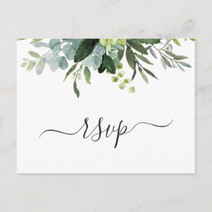 Eucalyptus Green Foliage RSVP Invitation Postcard