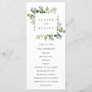 Eucalyptus Green Foliage Wedding Ceremony Program