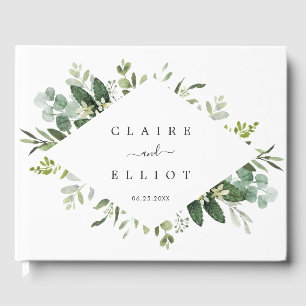 Eucalyptus Green Foliage Wedding Guest Book