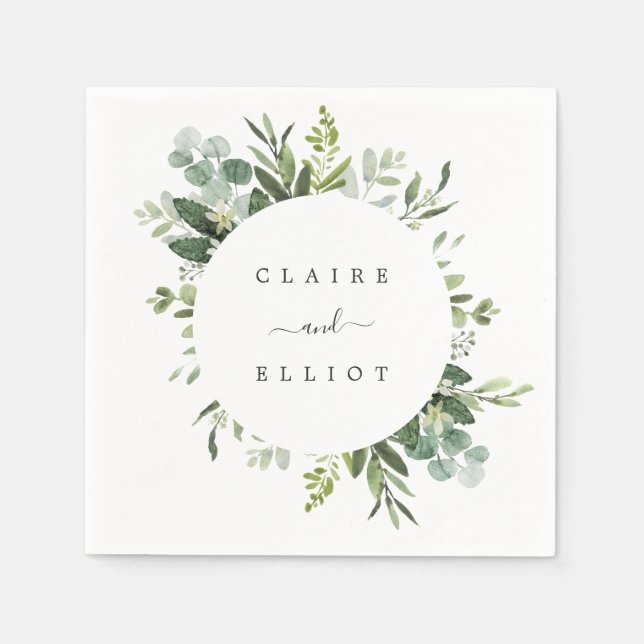 Eucalyptus Green Foliage Wedding Paper Napkin (Front)
