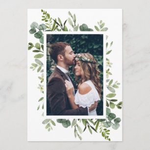 Eucalyptus Green Foliage Wedding Photo Invitation