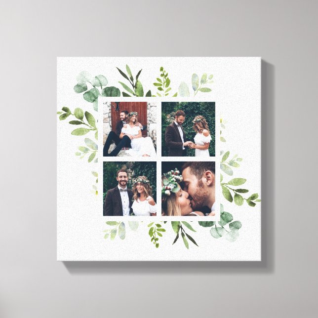Eucalyptus Green Foliage Wedding Photo Square Canvas Print (Front)