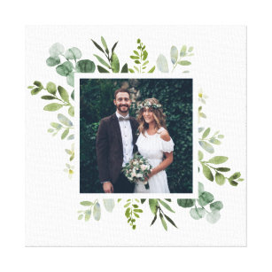 Eucalyptus Green Foliage Wedding Photo Square Canvas Print