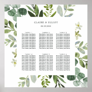 Eucalyptus Green Foliage Wedding Seating Chart