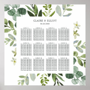 Eucalyptus Green Foliage Wedding Seating Chart