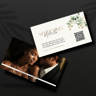 Eucalyptus Green & Gold Photo QR Code Wedding RSVP Enclosure Card