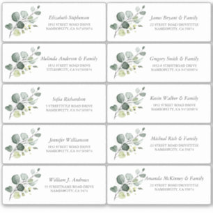 Eucalyptus Green Guest Names Étiquette de adresse