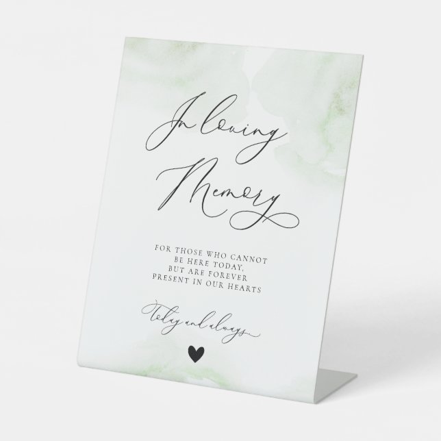 Eucalyptus Green In Loving Memory Wedding Memorial Pedestal Sign (Front)