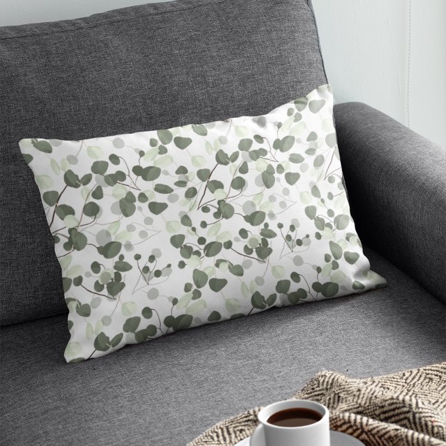 Eucalyptus Green leaves pattern gardener Lumbar Pillow (Creator Uploaded)