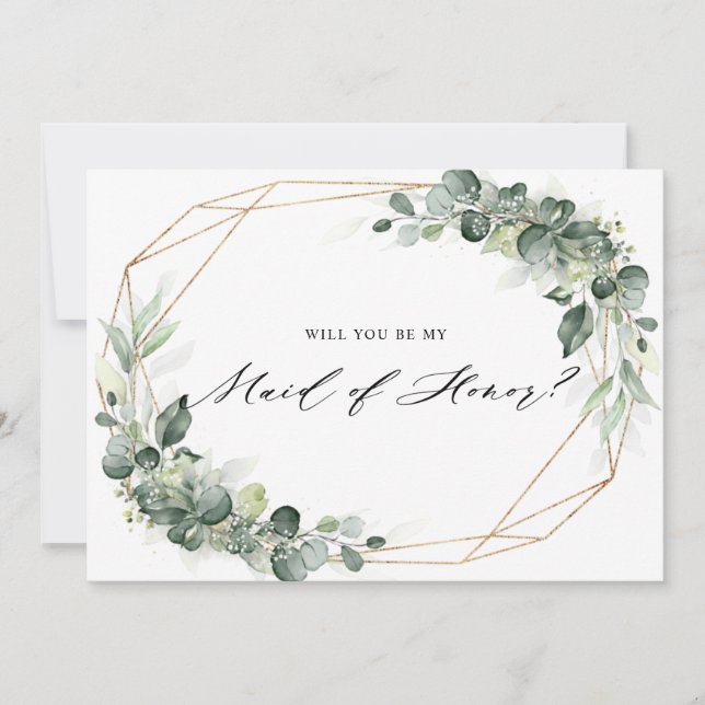 Eucalyptus Green Maid of Honor Invitation (Devant)