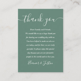 Eucalyptus Green Modern Script Wedding Thank You Place Card