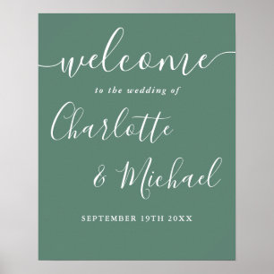 Eucalyptus Green Modern Wedding Welcome Sign