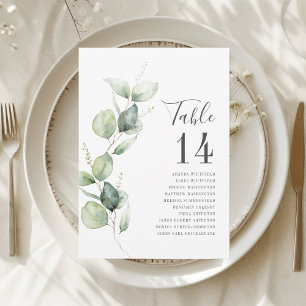 Eucalyptus Green Numéro de table Siège Mariage
