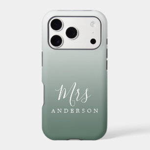 Eucalyptus Green Ombre Script Future Mrs Name