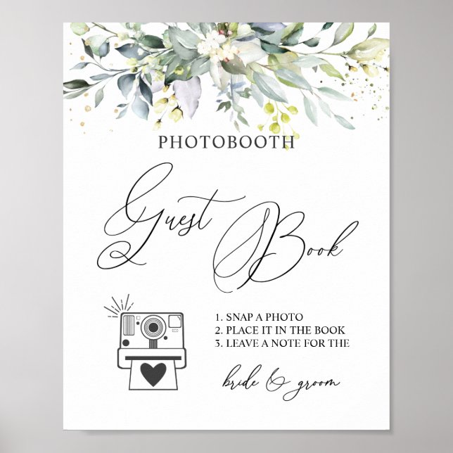 Eucalyptus Green Photo Guest Book Poster (Devant)