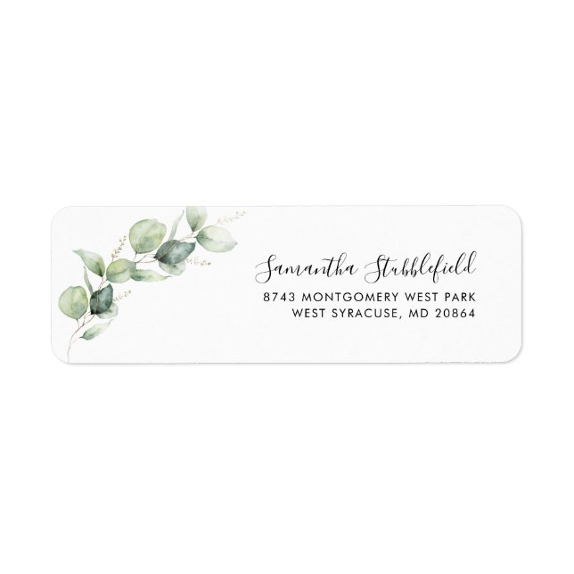 Eucalyptus Green Script Modern Return Adresse (Devant)