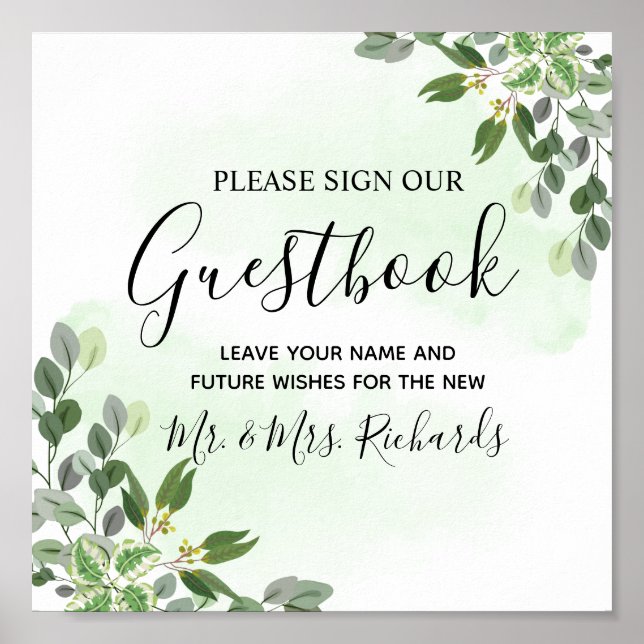 Eucalyptus Green Succulent Mariage Livre d'or (Devant)