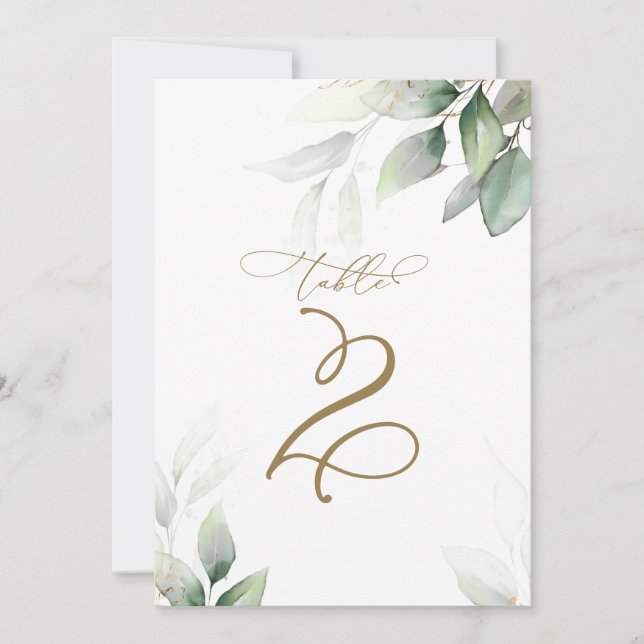 Eucalyptus Green Tableau 2 Mariage Numéro de table (Devant)