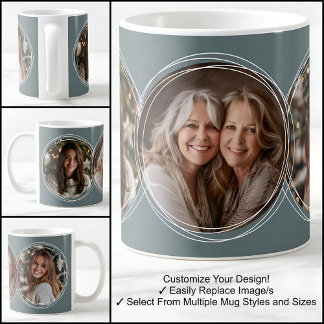 Eucalyptus Green Trendy Triple Photo Collage C13 Coffee Mug