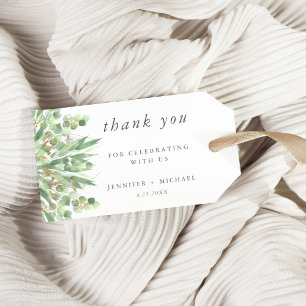 Eucalyptus Green Watercolor & Gold Wedding Gift Tags