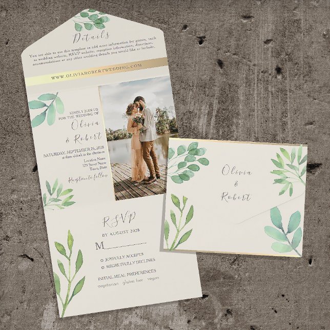 Eucalyptus Green Wedding Invitation (Créateur téléchargé)