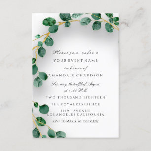 Eucalyptus Green White Bridal Wedding Sweet 16th Invitation