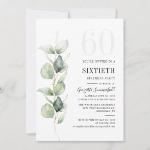 Eucalyptus Greenery 60th Birthday Party Invitation