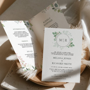 Eucalyptus Greenery All in One QR Code Wedding Invitation