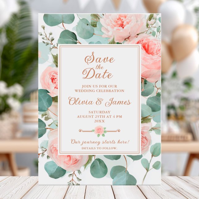 Eucalyptus greenery and blush peonies save the dat invitation (Creator Uploaded)