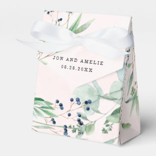 Eucalyptus Greenery and Blush Pink Wedding Favor Box