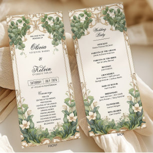 Eucalyptus Greenery and Gold Wedding Ceremony Program