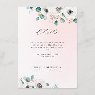 Eucalyptus greenery anemone floral rustic wedding  enclosure card