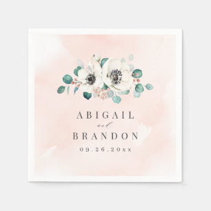 Eucalyptus Greenery anemone floral rustic wedding  Napkin