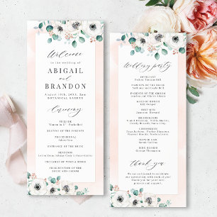 Eucalyptus Greenery anemone floral rustic wedding Program