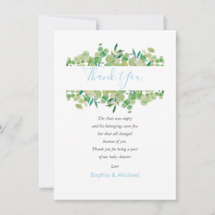 Eucalyptus Greenery Baby Boy Shower Thank You Poem Card