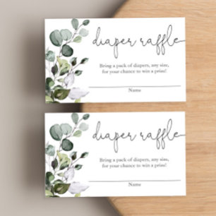 Eucalyptus greenery baby shower diaper raffle card