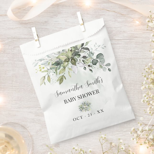 Eucalyptus Greenery Baby Shower Favour Bag (Clipped)