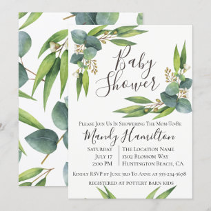 Eucalyptus Greenery Baby Shower Invitation