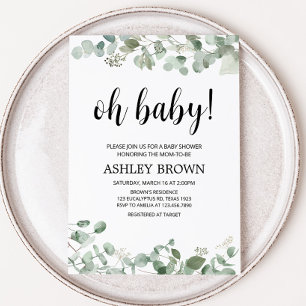 Eucalyptus Greenery Baby Shower  Invitation
