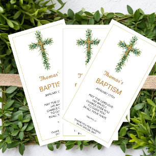 Eucalyptus Greenery Baptism Favour Bookmak Thank You Card
