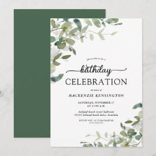 Eucalyptus Greenery Birthday Celebration Invitation